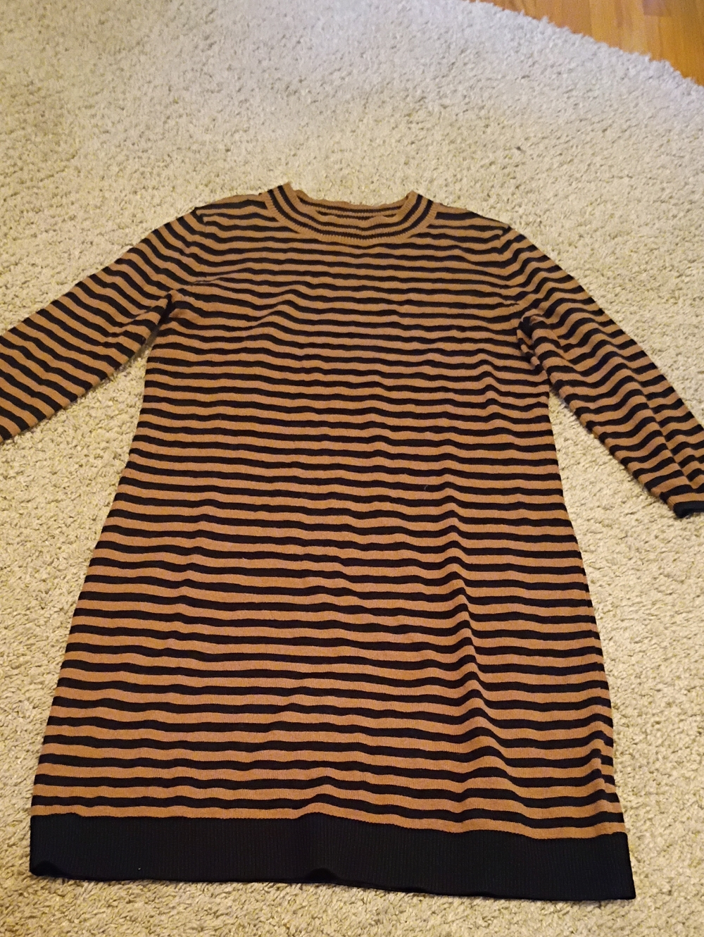 Women's Old Navy Striped Knit Long-Sleeve Dress - Brown & Black